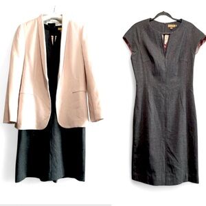 Ted Baker 90% Wool Blend VNeck Grey  Mid Dress
 Size 3 |38 US